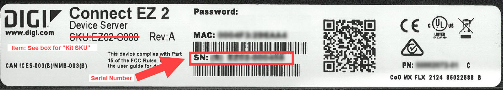 Label for Digi Connect EZ 2 / 4 / 4i