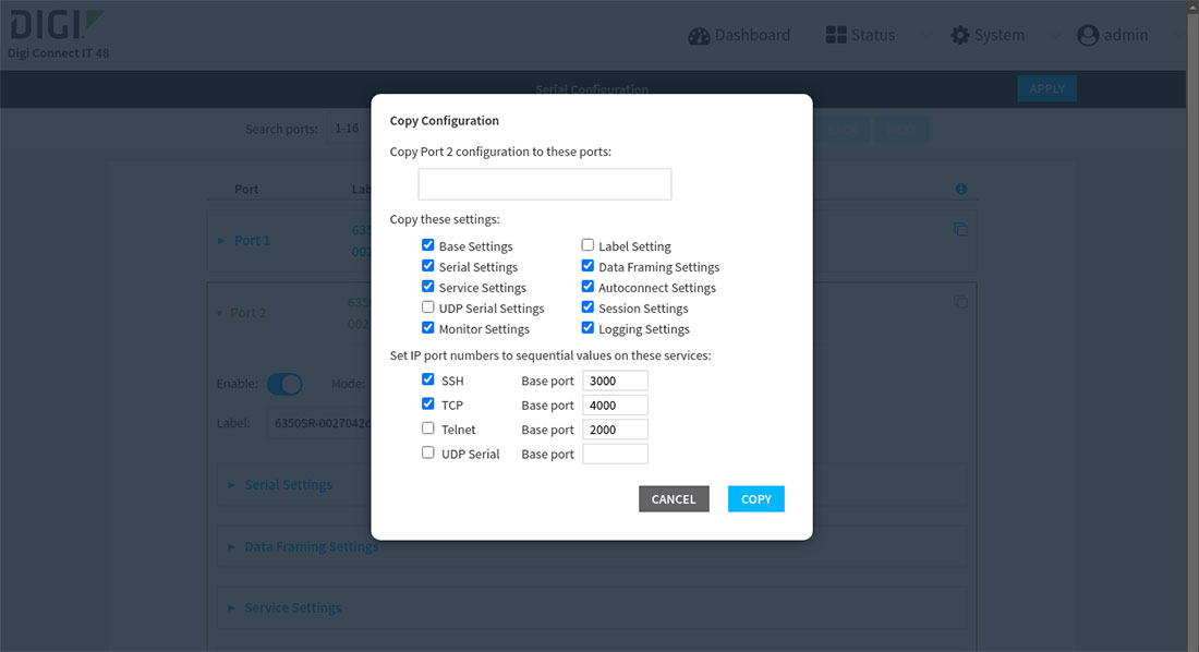 Copy configuration