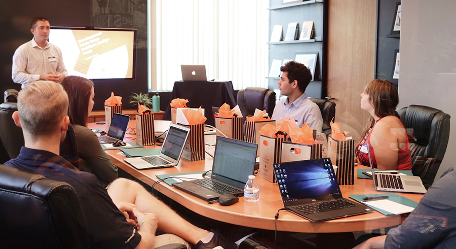 Business members in a conference room