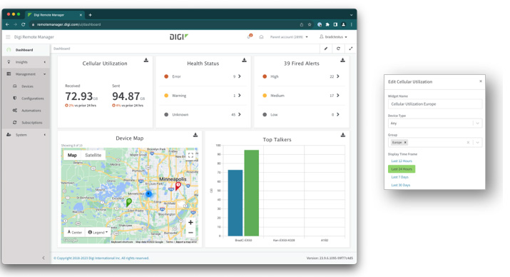 Customization dashboard in Digi Remote Manager