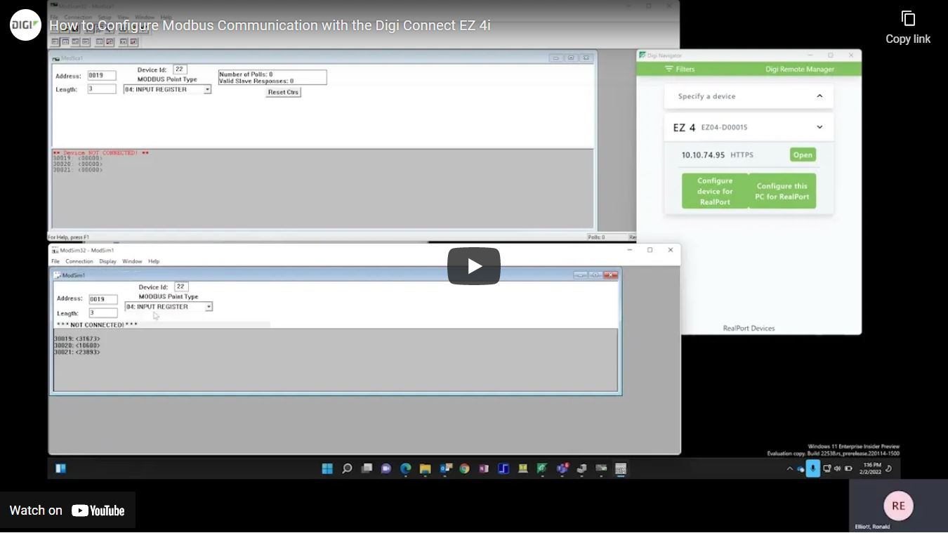 Modbus configuration video