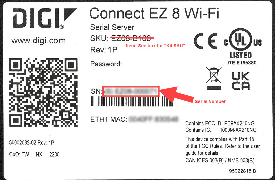 Label for Digi Connect EZ 8 / 16 / 32