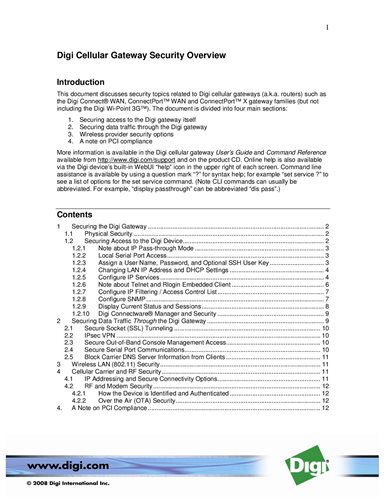 Digi Cellular Gateway Security Overview