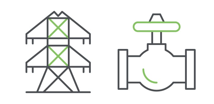 Power transmission tower and industrial valve control